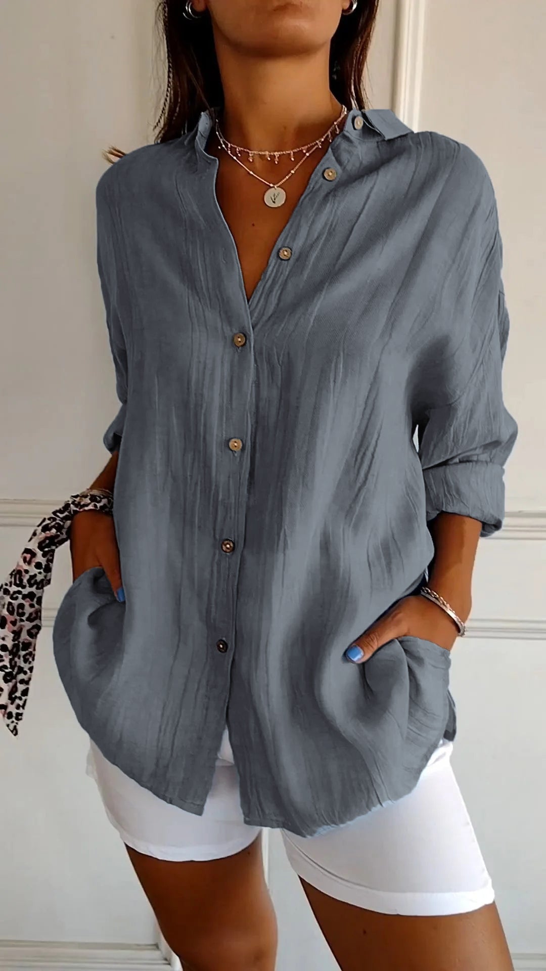 Clara – Elegante Effen Kleur Commuter Blouse