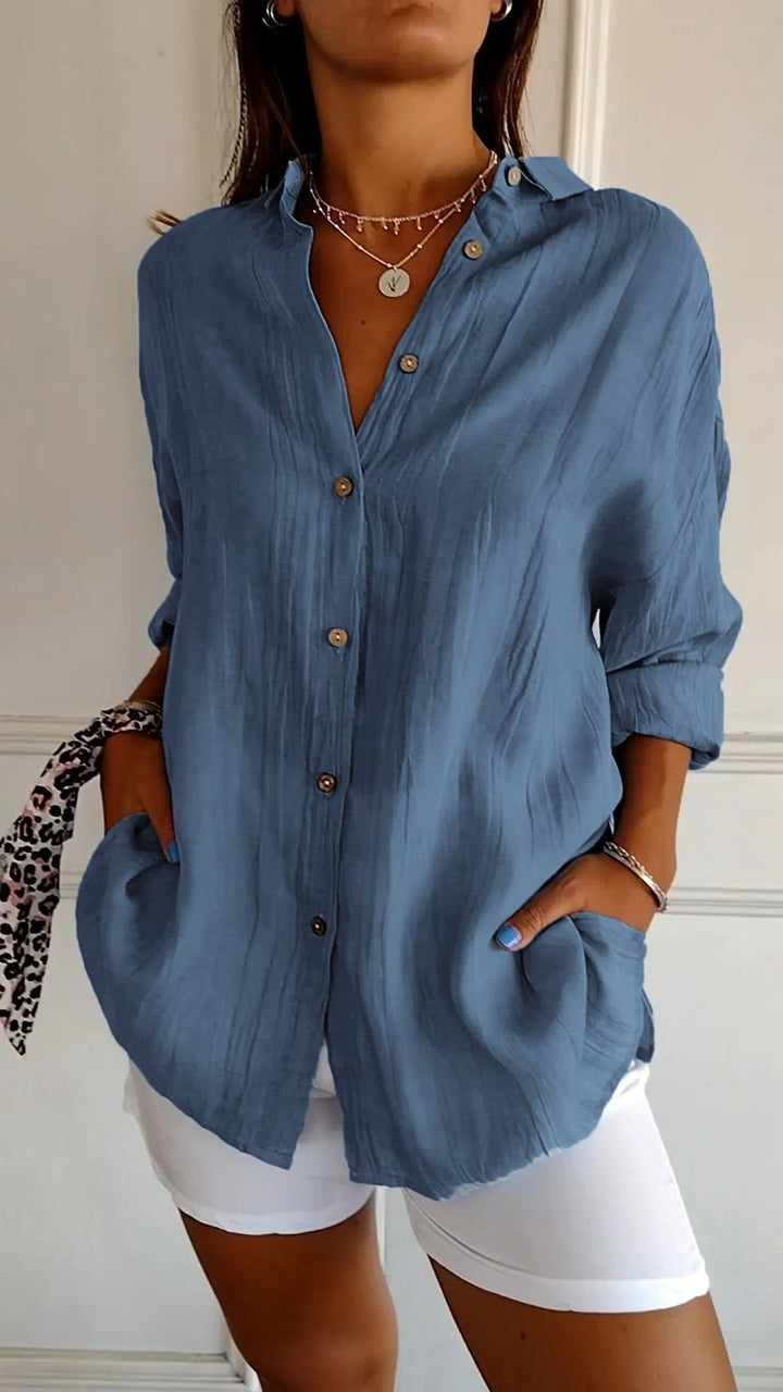 Clara – Elegante Effen Kleur Commuter Blouse