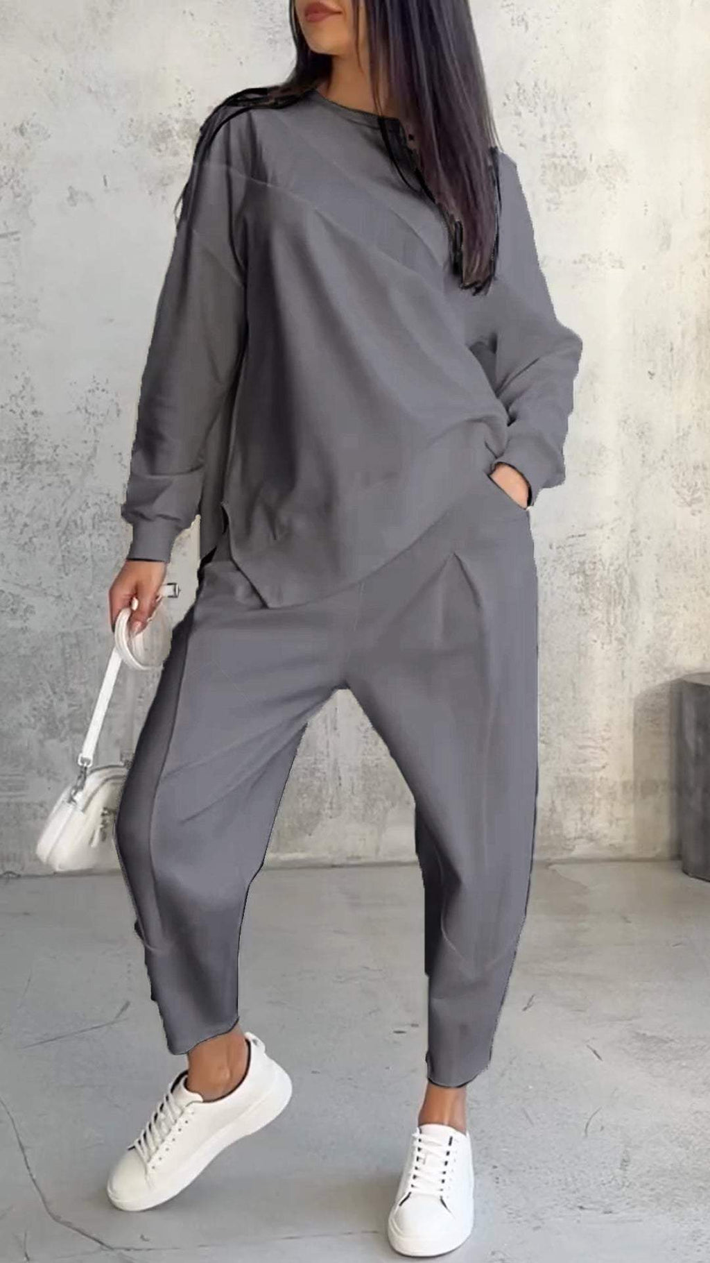 Pien - Tweedelige set met pullover met ronde kraag en lange mouwen