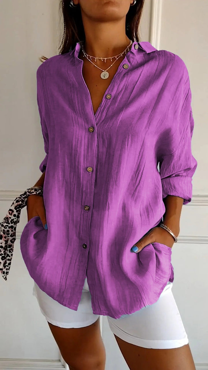 Clara – Elegante Effen Kleur Commuter Blouse