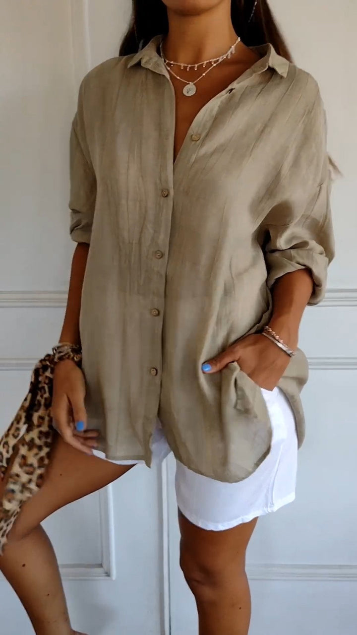 Clara – Elegante Effen Kleur Commuter Blouse