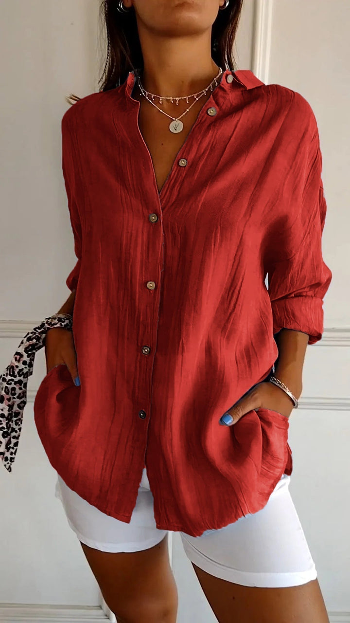 Clara – Elegante Effen Kleur Commuter Blouse