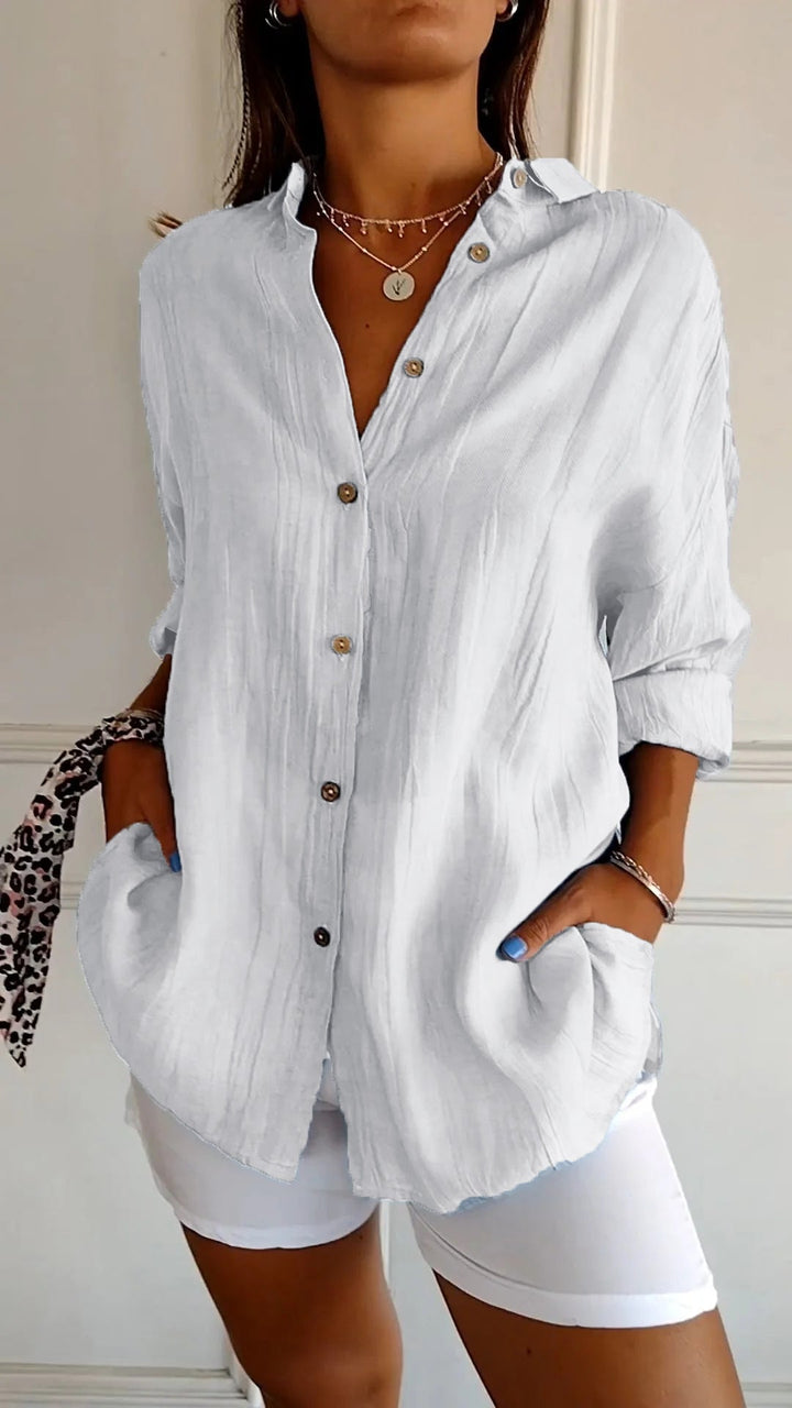 Clara – Elegante Effen Kleur Commuter Blouse
