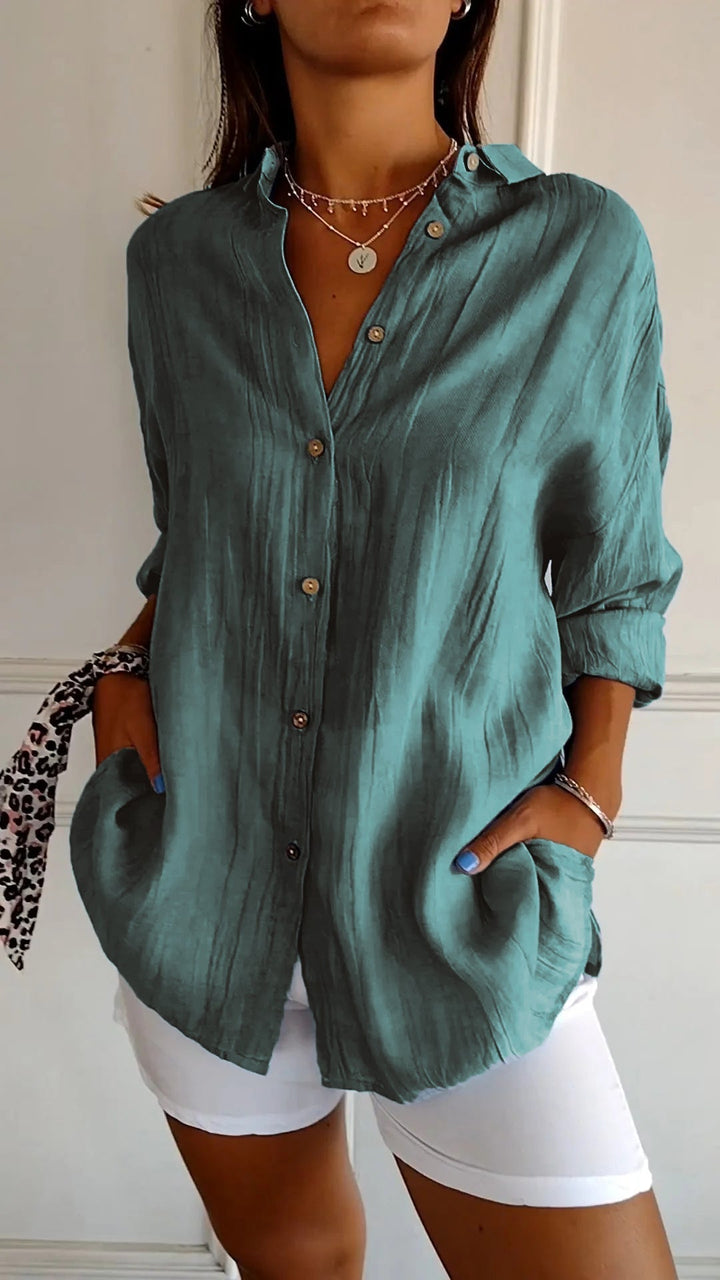 Clara – Elegante Effen Kleur Commuter Blouse