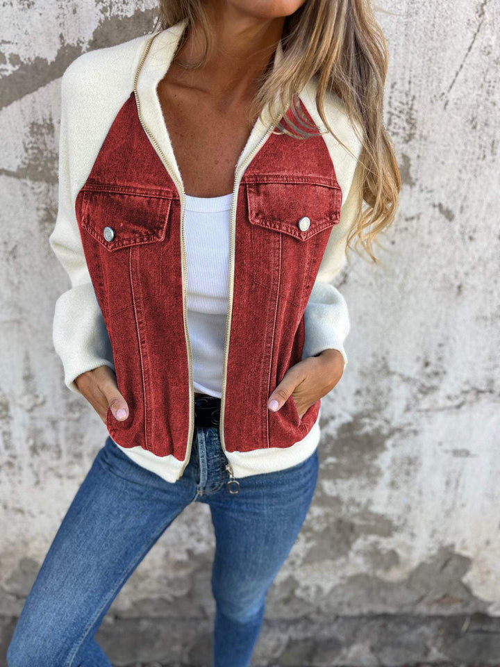 Nell – Trendy Denim Patchwork Jas