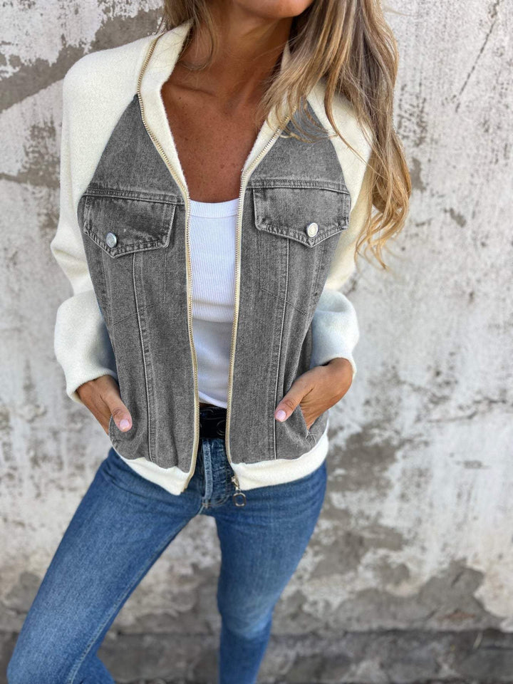 Nell – Trendy Denim Patchwork Jas