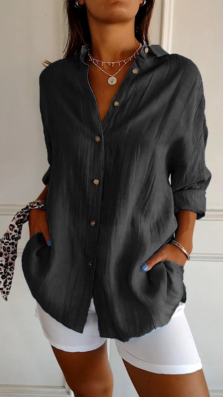 Clara – Elegante Effen Kleur Commuter Blouse