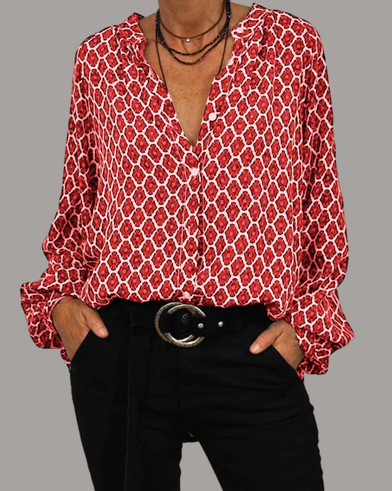 Emmas® | Relaxed V-Hals Midi-Shirt