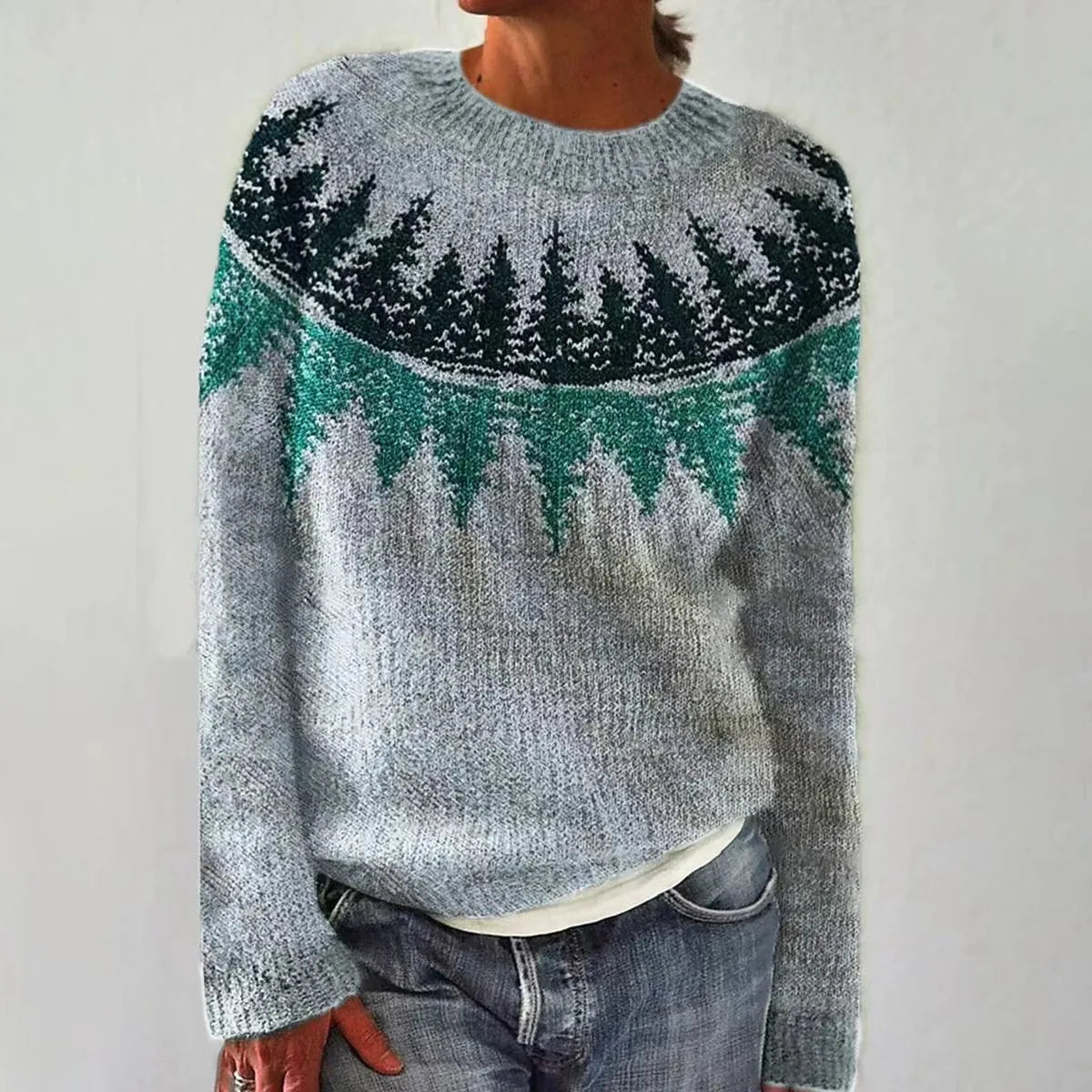 Lexi - Retro Noors Patroon Herfstsweater