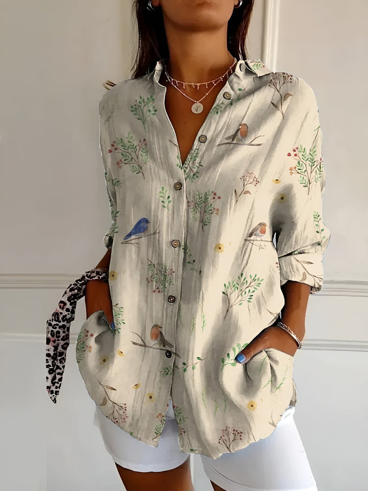 Halcyon - Dames Overhemd met Print en Knoopsluiting
