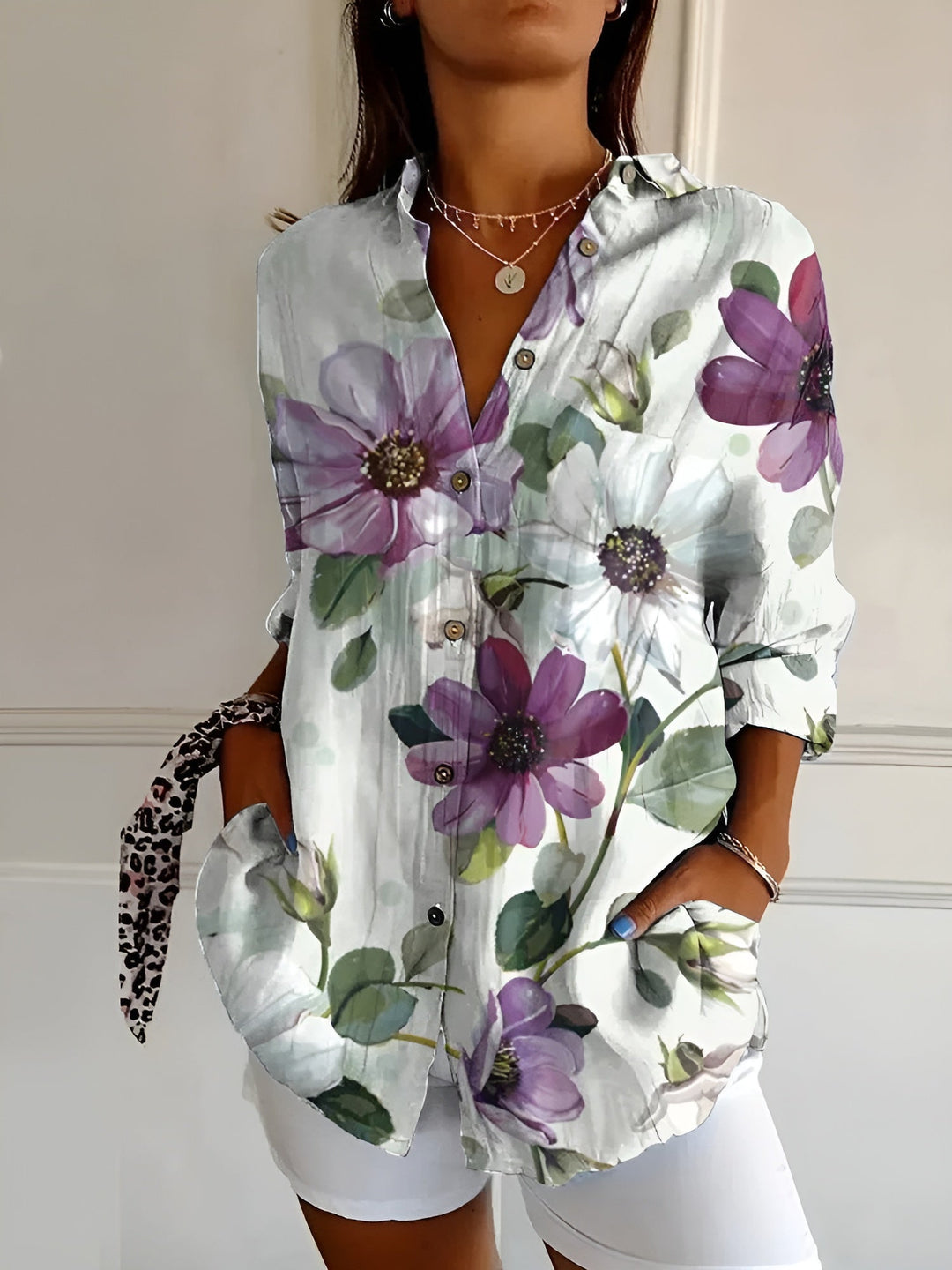 Halcyon - Dames Overhemd met Print en Knoopsluiting