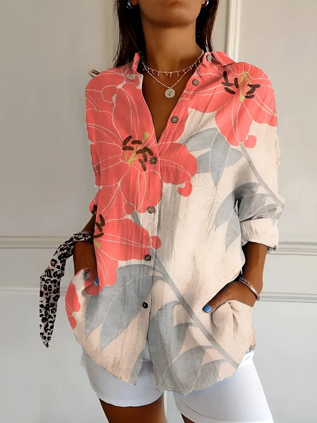 Halcyon - Dames Overhemd met Print en Knoopsluiting