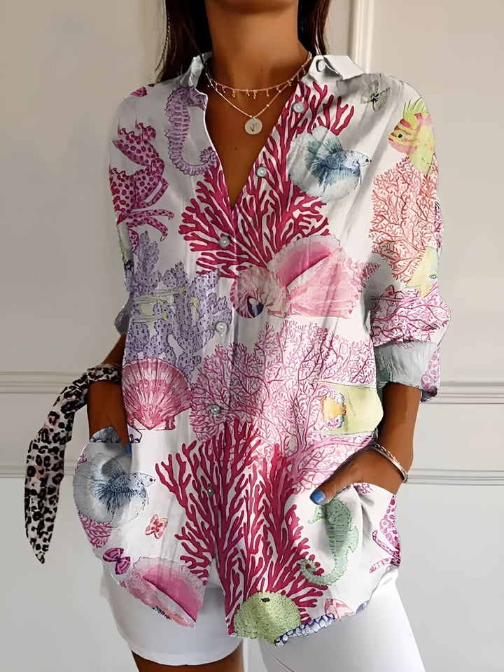 Halcyon - Dames Overhemd met Print en Knoopsluiting